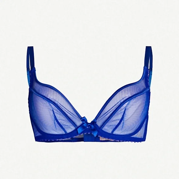 NWT Agent Provocateur Cruz Sapphire 3 Piece Set: 32C Bra AP2 S Thong & Suspender
